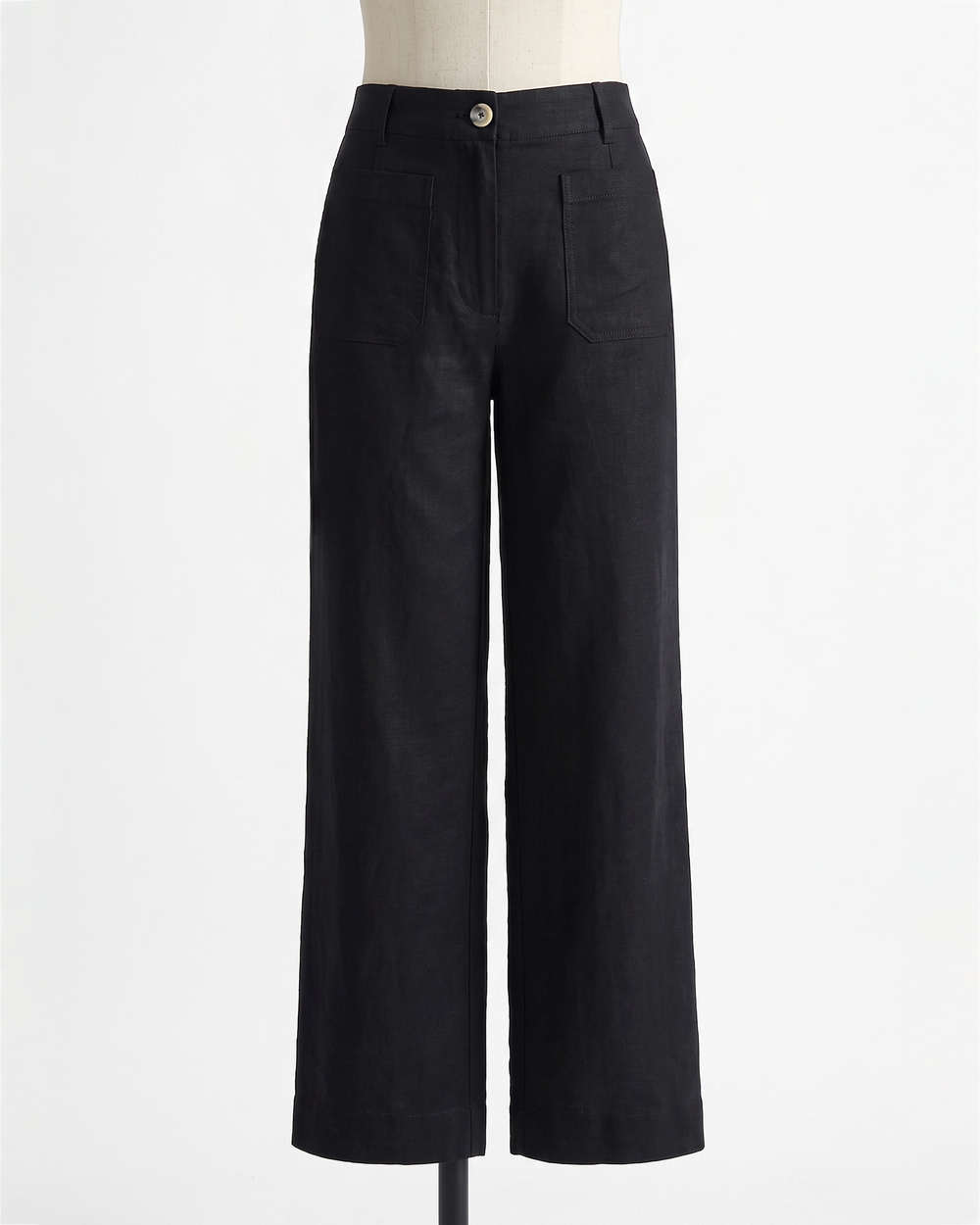 100% European Linen Patch Pocket Wide Leg Pants - 28"
